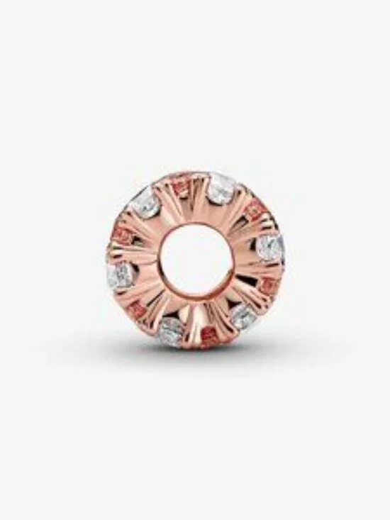 14k Rose gold-plated charm with clear and fancy fairy tale pink cubic zirconia - Picture 5 of 7